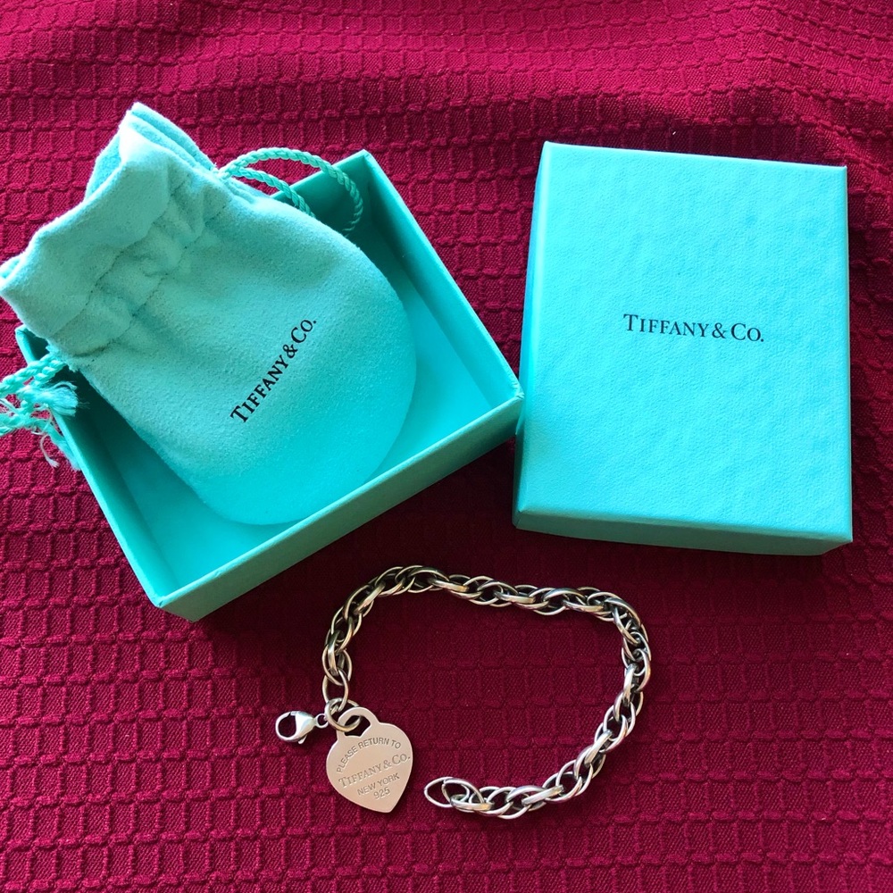 Sterling silver Tiffany large heart bracelet